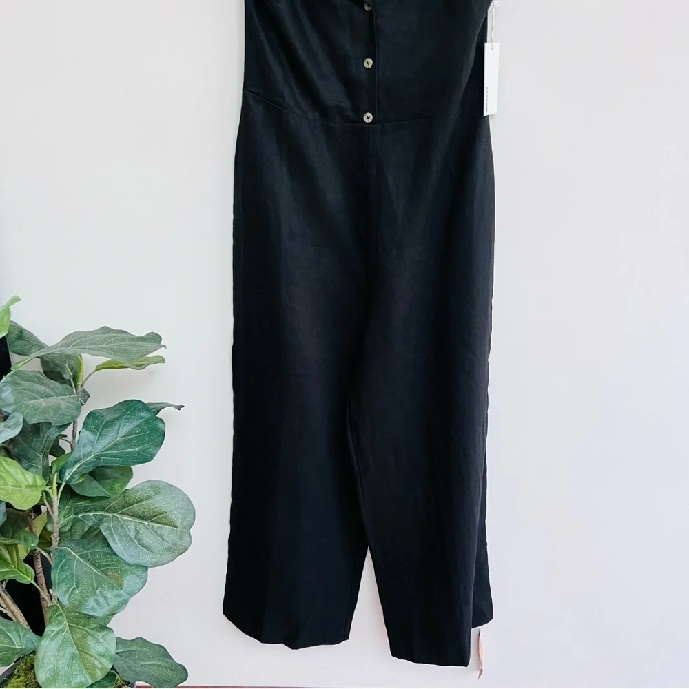 💋Anthropologie Reformation black linen jumpsuit